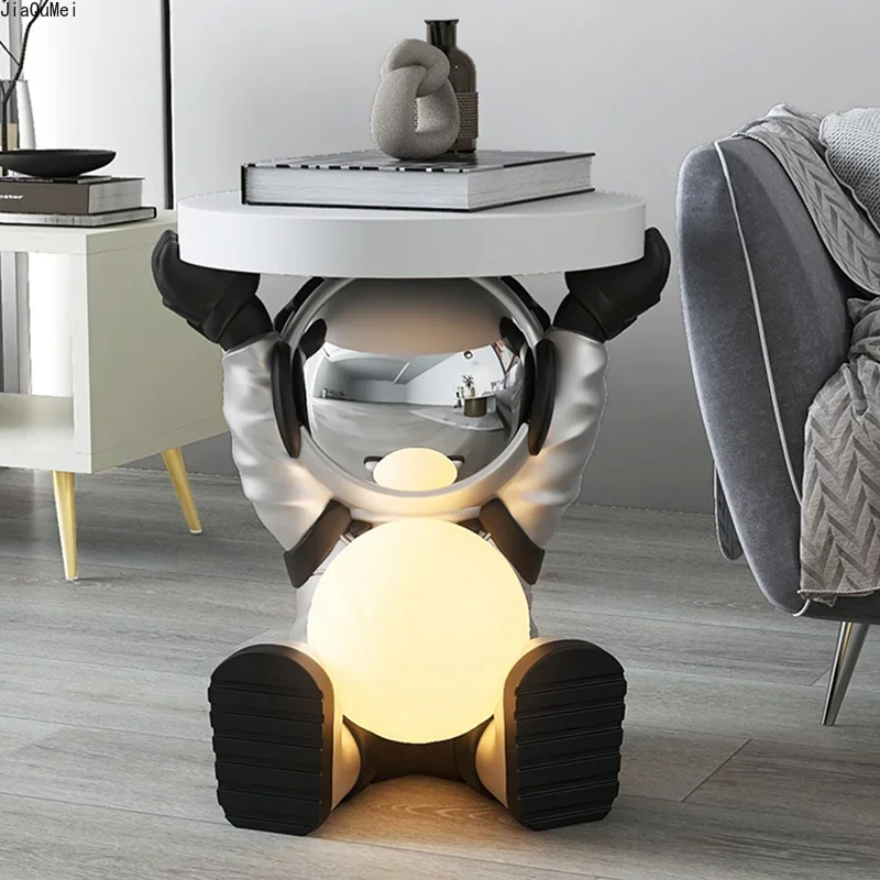 Creative Astronaut Statue, Coffee Table Living Room Furniture, Sofa Side Table Night Light, Bedside Table Resin Room Decoration