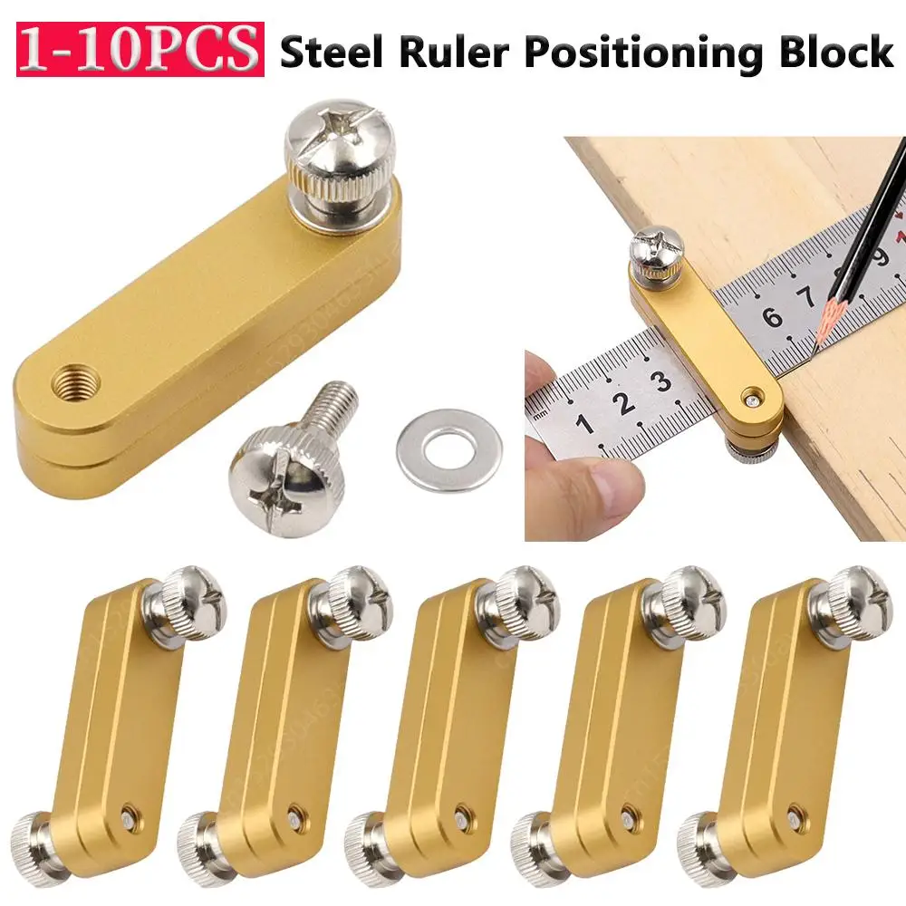 PCS Ruler 1-10 Steel ddmysmile Positioning Block Angle Scriber Line Marking Gauge Aluminum Alloy Adjustable Ruler Positioning Limit Block Smile