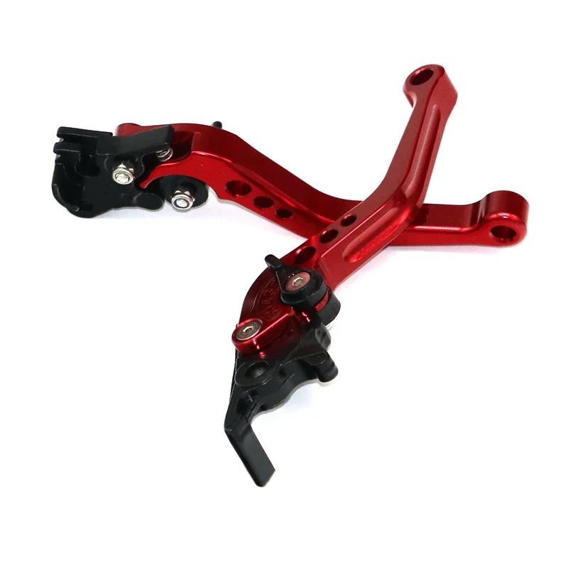 Motorcycle Modified Moped LMoDri Accessories GY6 Brake Lever Adjustable CNC Disc/Drum Hand Brake-horns Red 2pieces/1pair smile -horns