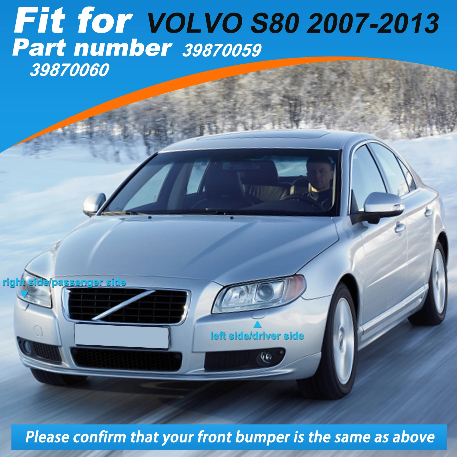 Front Bumper Headlight Washer Cover For VOLVO S80 Accessories 2007 2008 2009 2010 2011 2012 2013 39870059 39870060 Left Right
