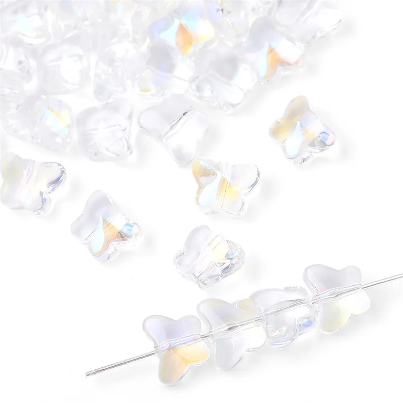 Czech beads 20pcs/lot Crystal AB Color Glass Butterfly Shape Faceted Beads for Jewelry making Necklaces Earrings Best Quality smile