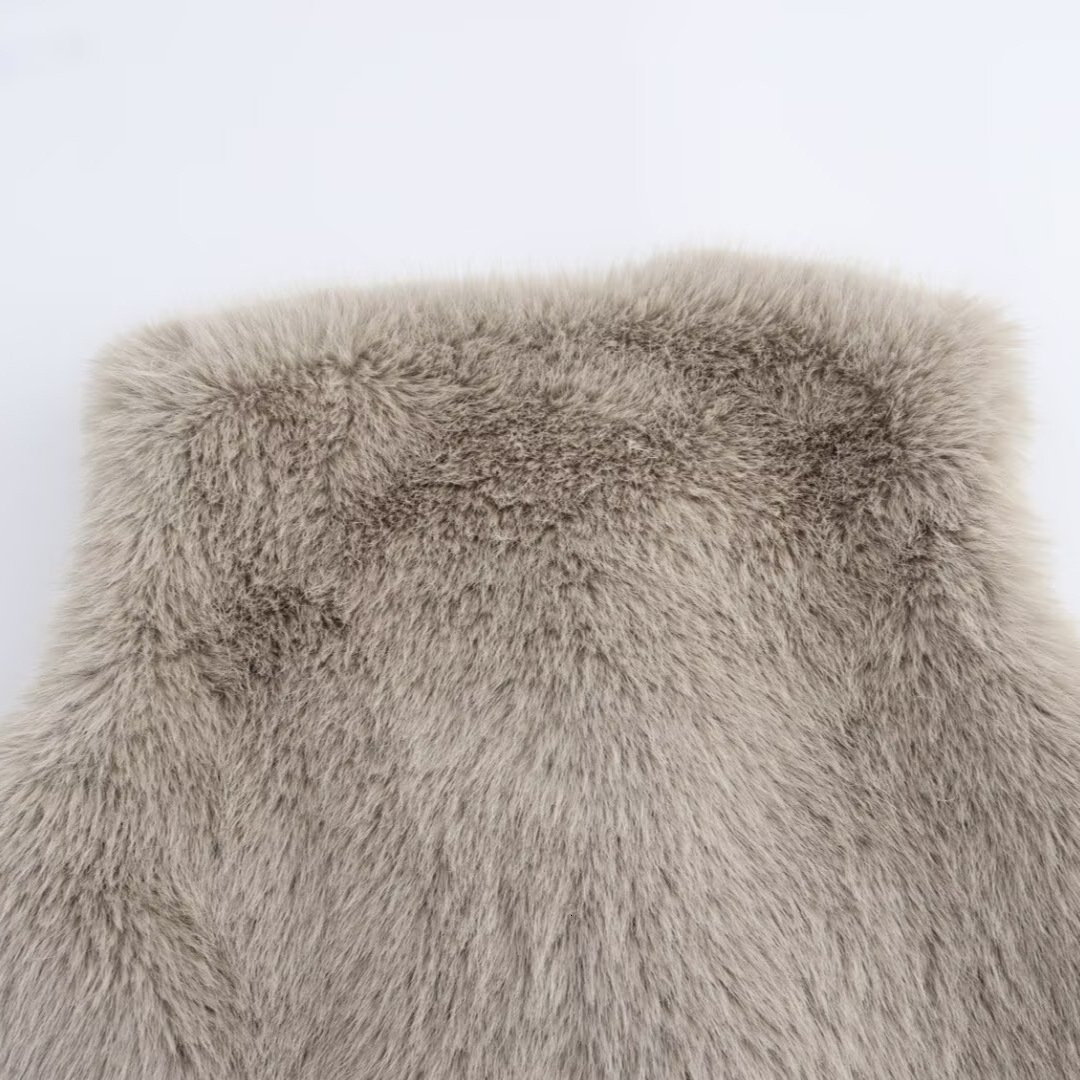 Designer's new women's street fashion solid color faux fur vest jacket w020 0197