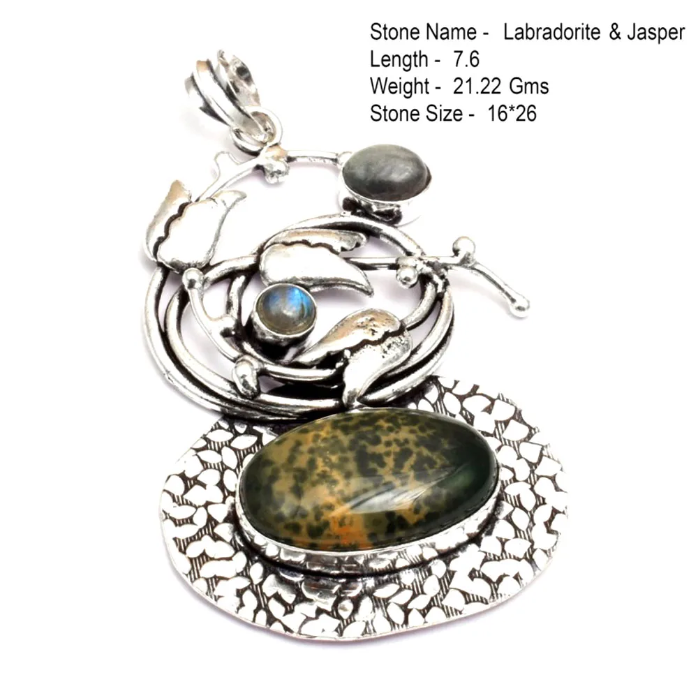 ite Ruby Larimar Genuine Labradorite Moonstone Agate Jasper Lapis Rose Quartz Pendant Siers overlay Copper smile
