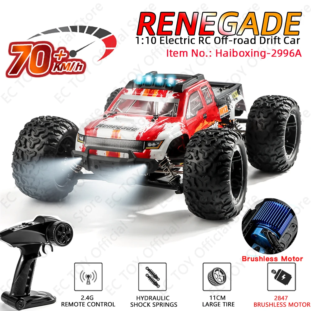 HAIBOXING 2996A 1:10 70KM/H 4WD RC Car With LED Off Road Remote Control Cars High Speed Drift Monster Truck for Adult Kids Toys