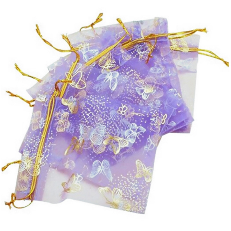 25Pcs Gift Bags Jewellery Organza Drawstring Pouches Wedding Party Candy 10X12cm smile