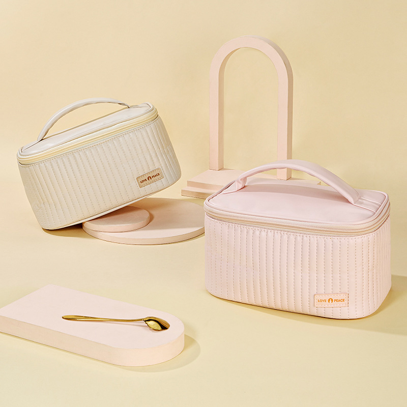 Large Bag Women's Cosmetic Capacity Makeup Bag Organizer PU Waterproof Portable Travel Wash Storage Organizer Makeup Pouch smile