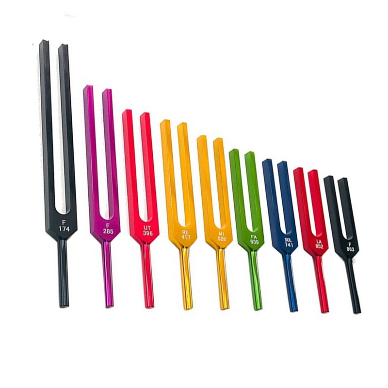 9 Piece Colorful Solfeggio Aluminum Alloy Tuning Forks Therapy Tuning Forks Speech Therapy