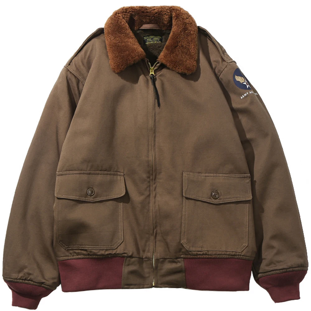 Bomber Jacket Winter Vintage Men US Army Air Force B10 Flight Jackets Thick Wool Fleece Fur Warm Coats ddmysmile Uniform Smile