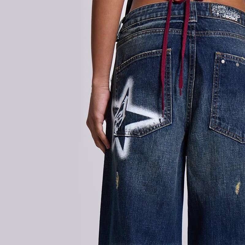 Jaded London Joint White Printed Jeans Closed Straight Leg Trousers With Camouflage Print