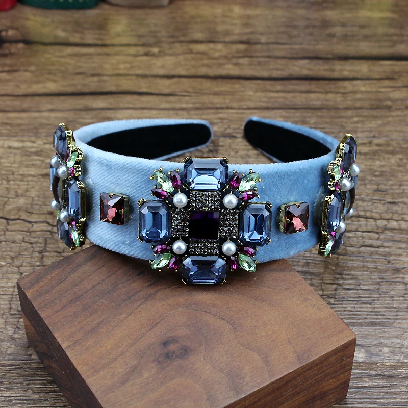 Jewelry Vintage Bridal Hair Pageant Baroque Hairbands Brown Crystal Diamante Headbands For Women Wedding smile