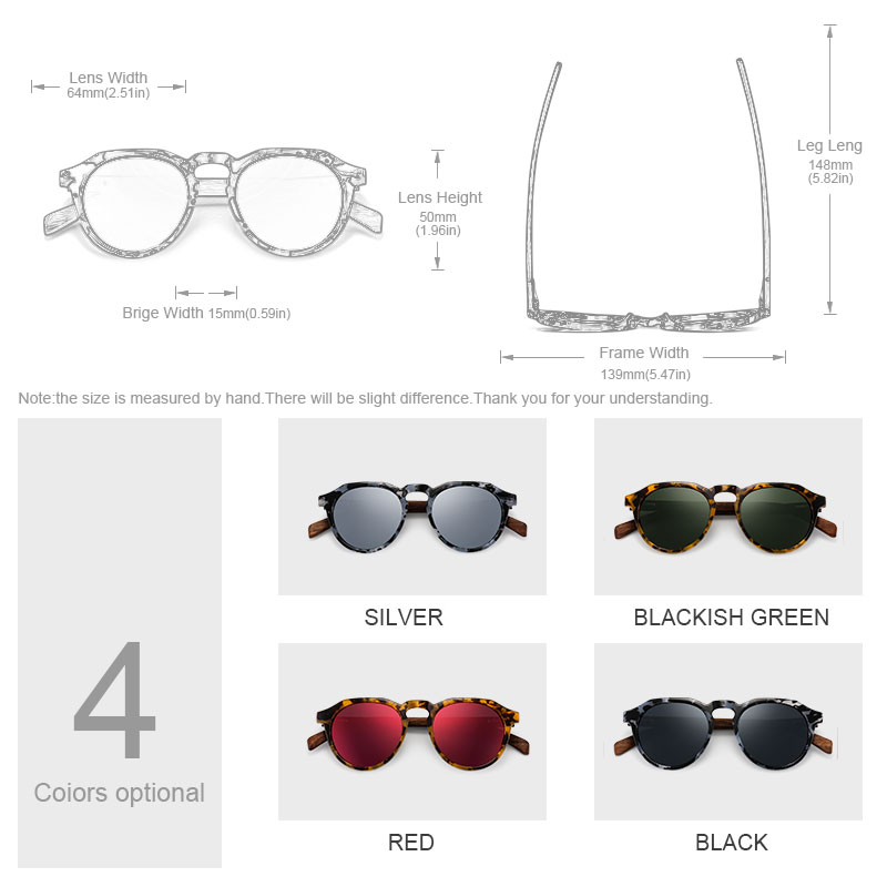 Wood Sunglasses Men s Oi Women Sun Glasses Walnut Round Eyeglasses Red LensTortoise Shell Frames