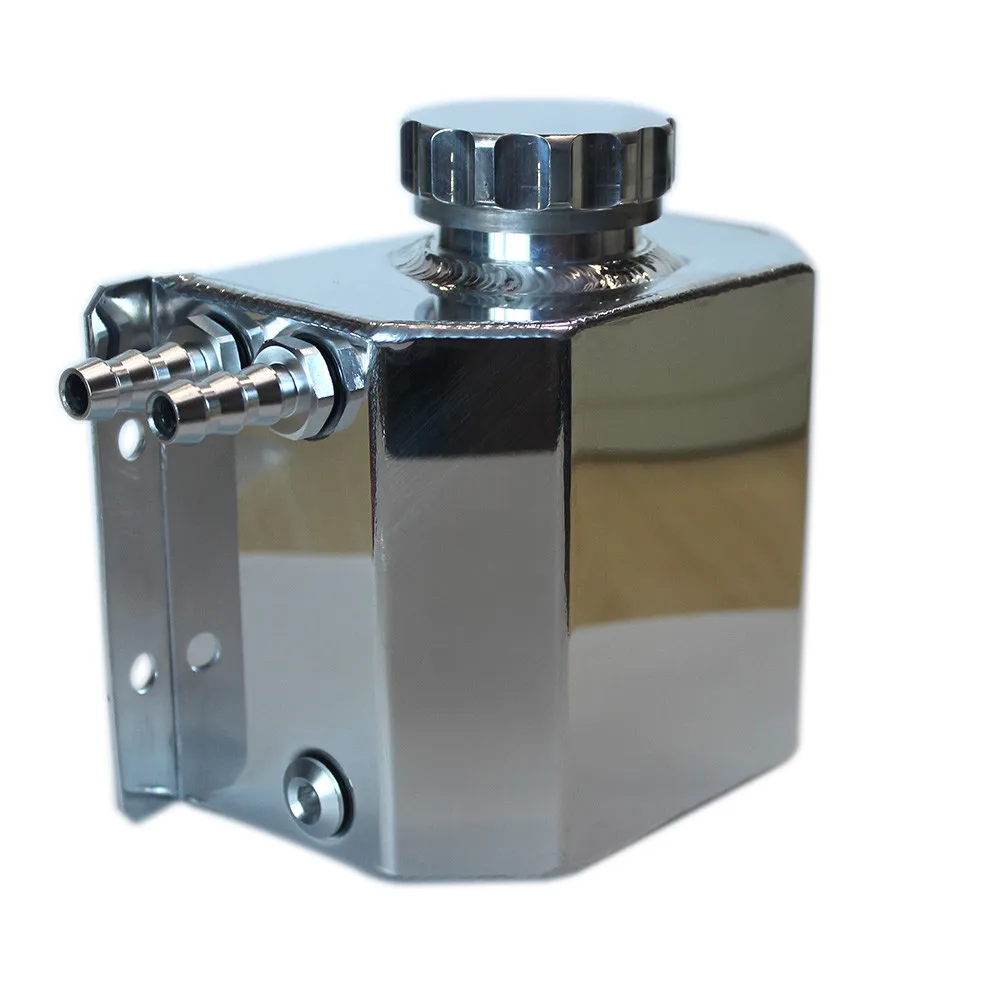 SPSLD Universal Oil Catch Tank Radiator Overflow Coolant Recovery Water Bottle Can Polished Reservoir Aluminum 1000ml