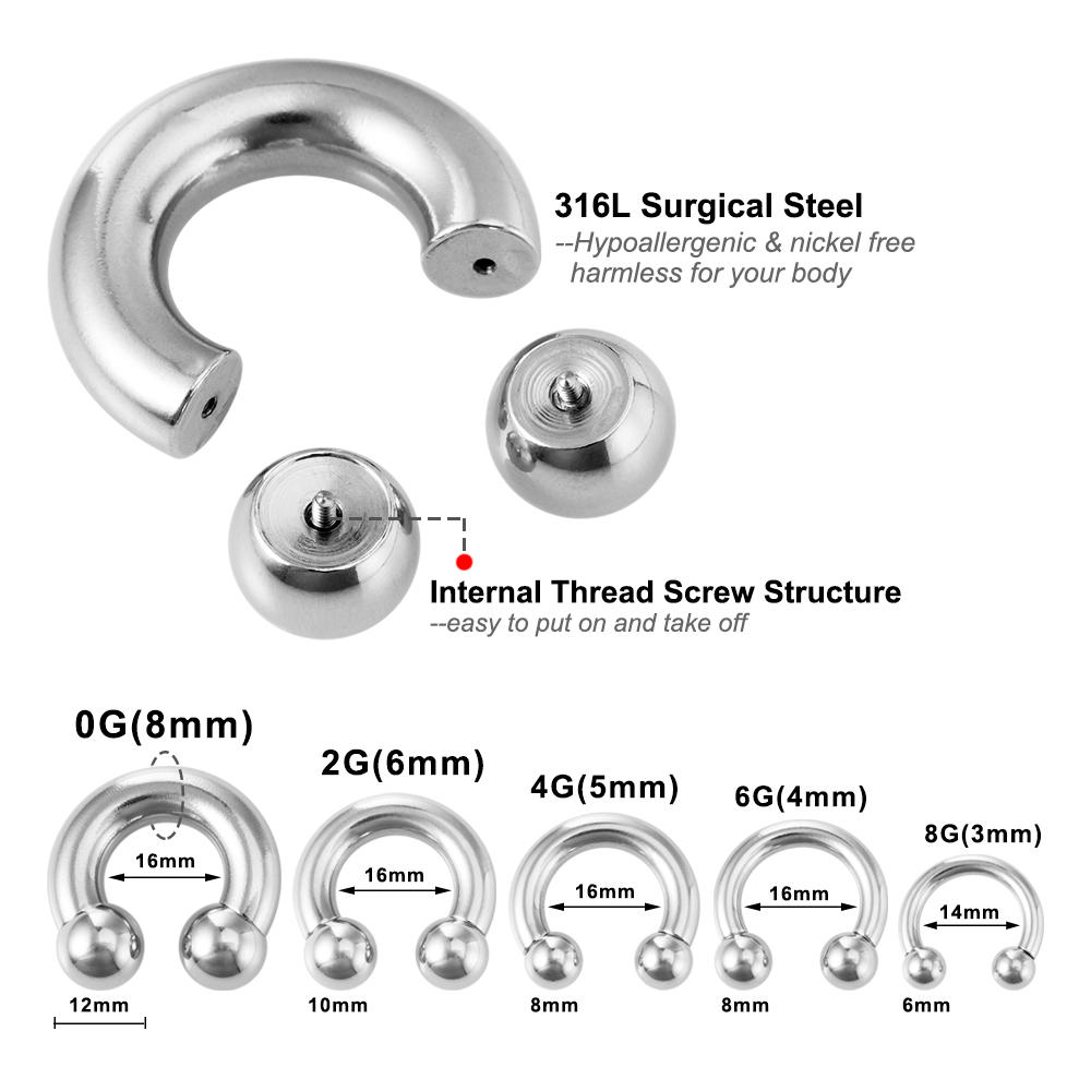 1PC New 0G-8G CBR PA Septum Piercing Jewelry Surgical Steel Ear Gauge Circular Barbells Ear Piercing Weights Stretcher Expander
