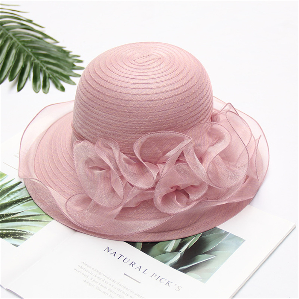 Wedding Women Sun Flower Hats Lady Wide Brim Summer Hat forParty Evening Church Holidays Accessories smile