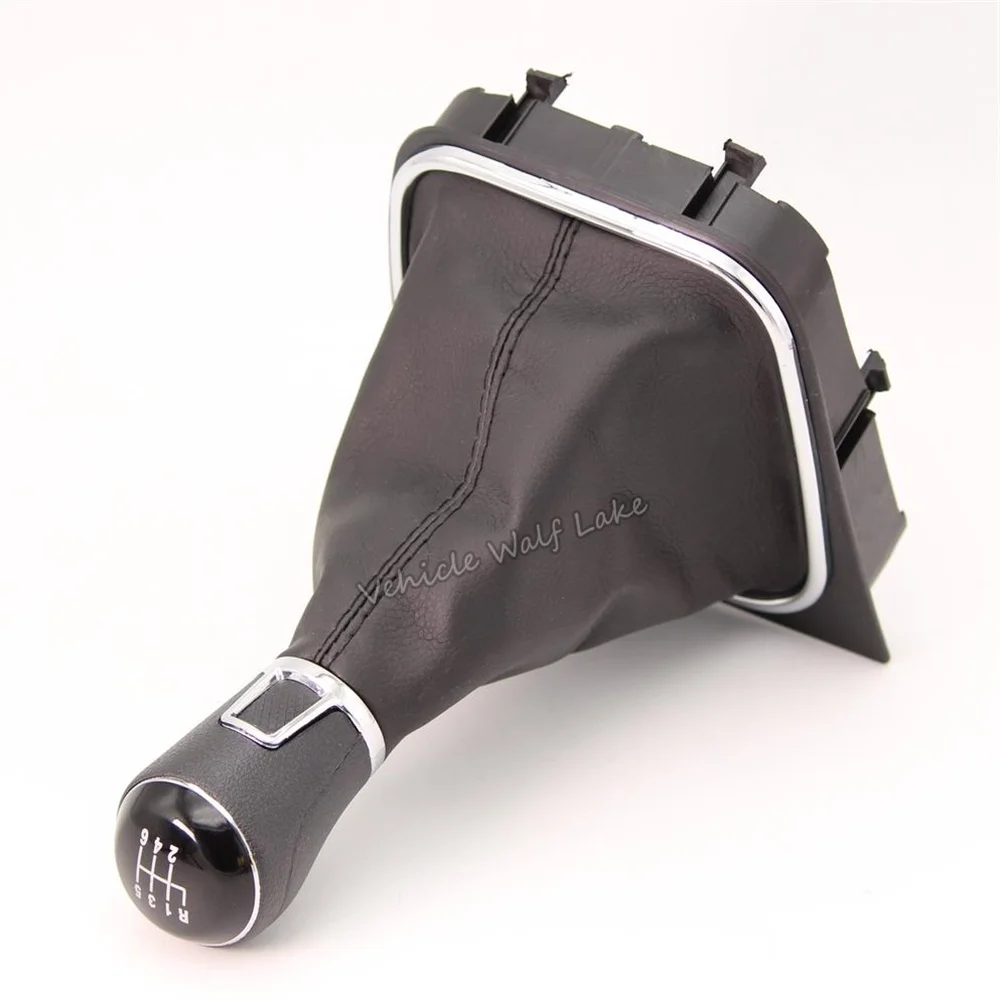 5 For VW Golf 6 Golf A5 5 Golf A6 6 R32 GTD GTI 2004-2013 Car 5 Speed 6 Speed Gear Stick Level Shift Knob With Leather Boot smile