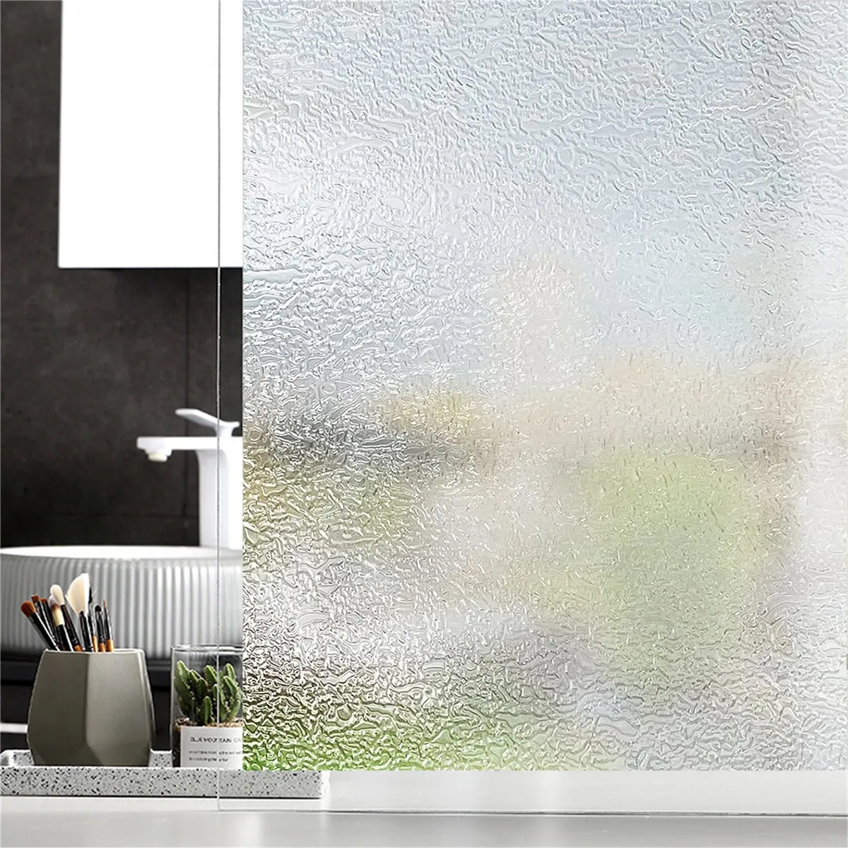 ddmysmile Removable Window Privacy Film Vinyl Door Window Covering UV Blocking Self Static Cling Non-Adhesive Glass Sticker For Home Decor Smile