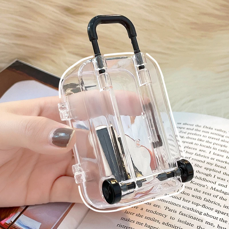 Box Display Mini Jewelry For Women Girls Plastic Transparent Travel Trolley Box Hairband Hairpin Organizer Candy Gift Packaging smile