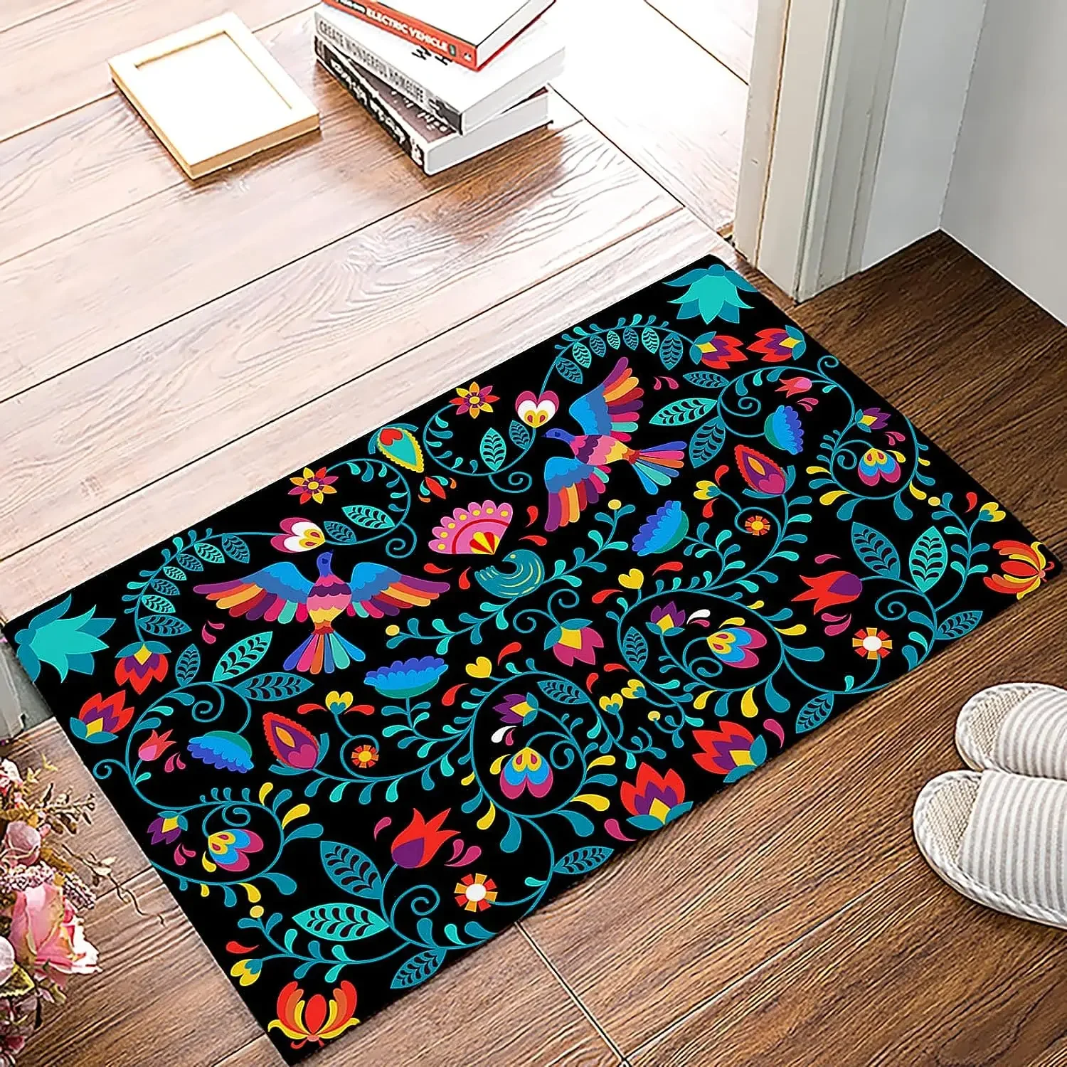 The ddmysmile Mexican Day Of Dead Entrance Doormat Decor Kitchen Hallway Balcony Runners Rug Living Room Carpet Bedroom Non-Slip Floor Mat Smile