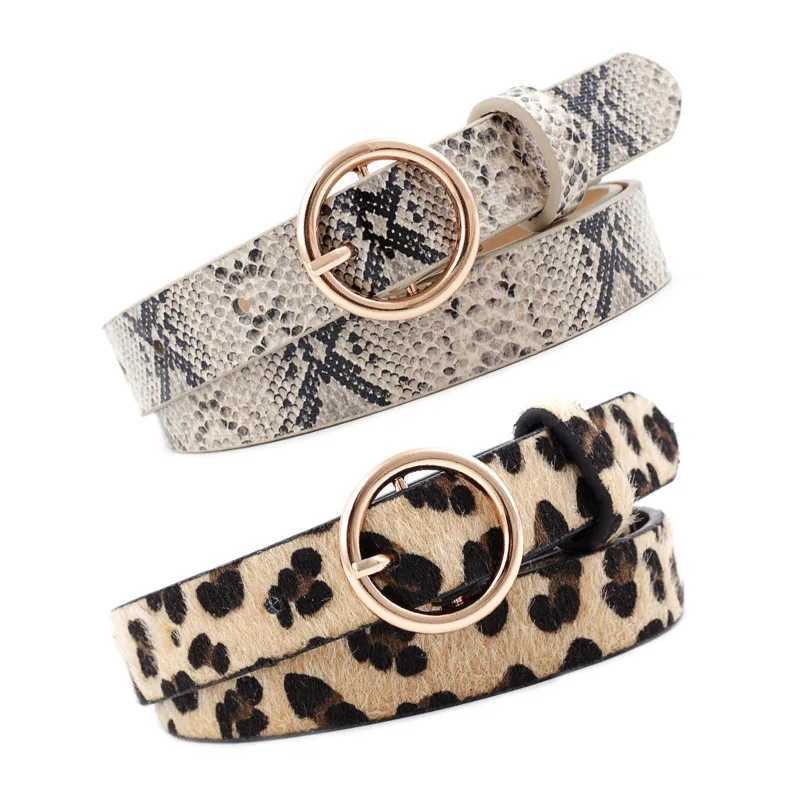 Wan belt Leopard pattern Snake Skin print Zebra print gold ring buckle belt PU leather fashionable casual luxury X2411091