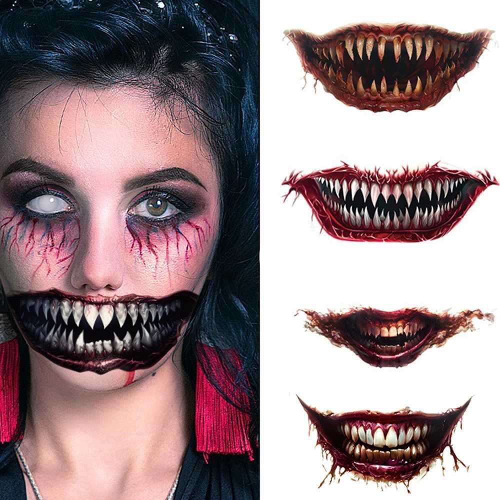 1/20 Halloween haunted house horror thriller big mouth tattoo stickers costume party face stickers suitable for holiday parties W241109