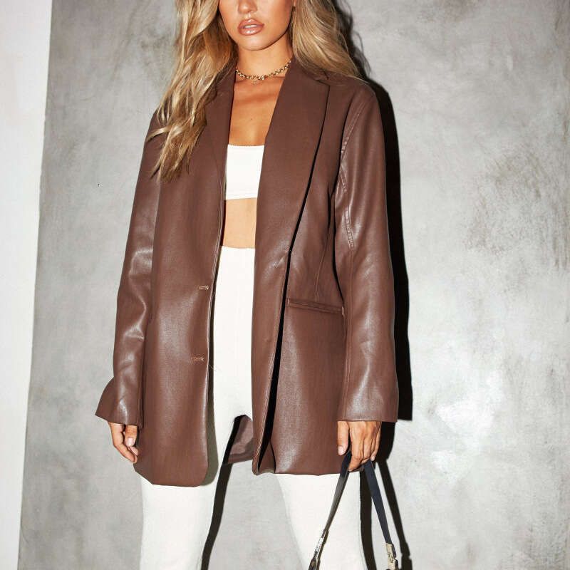 shanshi leather jacket women Women's Autumn/Winter New Leather Casual Warm Suit Jacket for Women