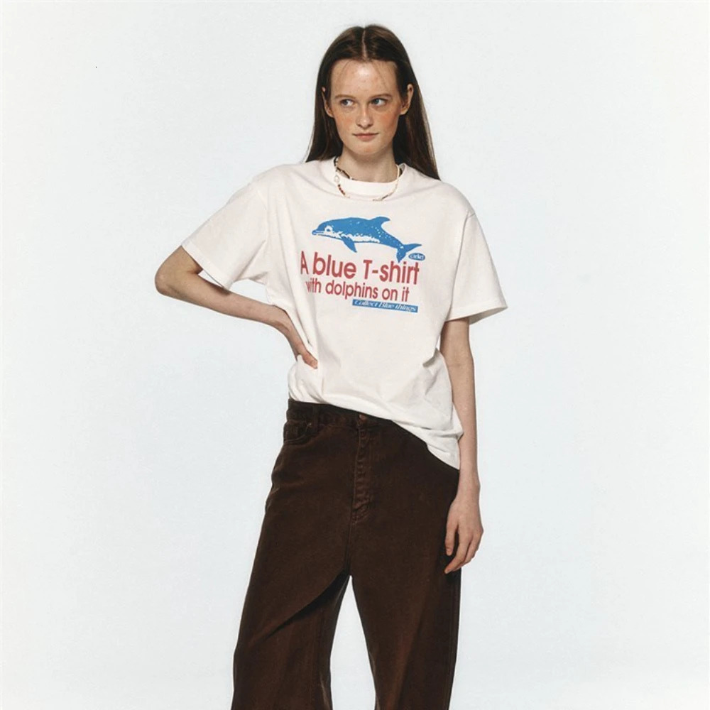 Fashionable American Retro Cute Print Graphic T shirt Summer street Y2K Personalized Harajuku Hip White Letter Oversized 240402