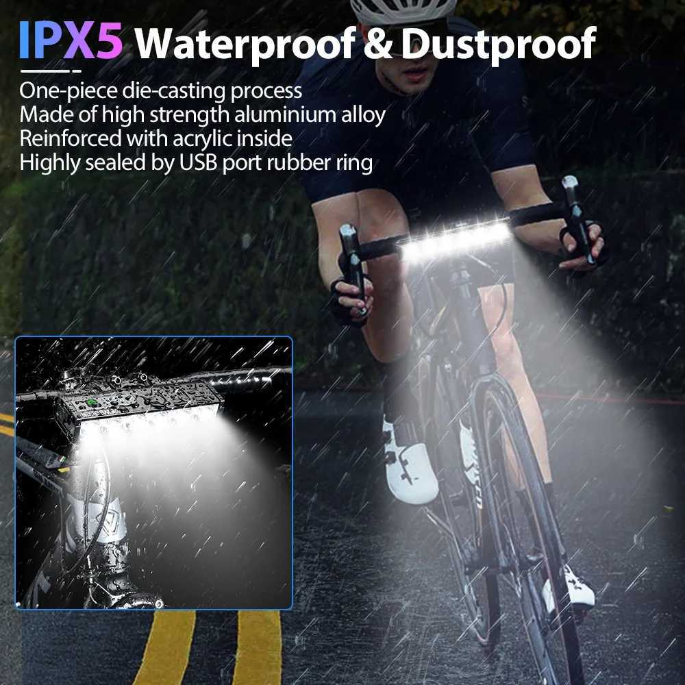 Bicycle headlight 8000Lumen bike light 5000mAh waterproof flash USB charging MTB road bike light accessories X241109