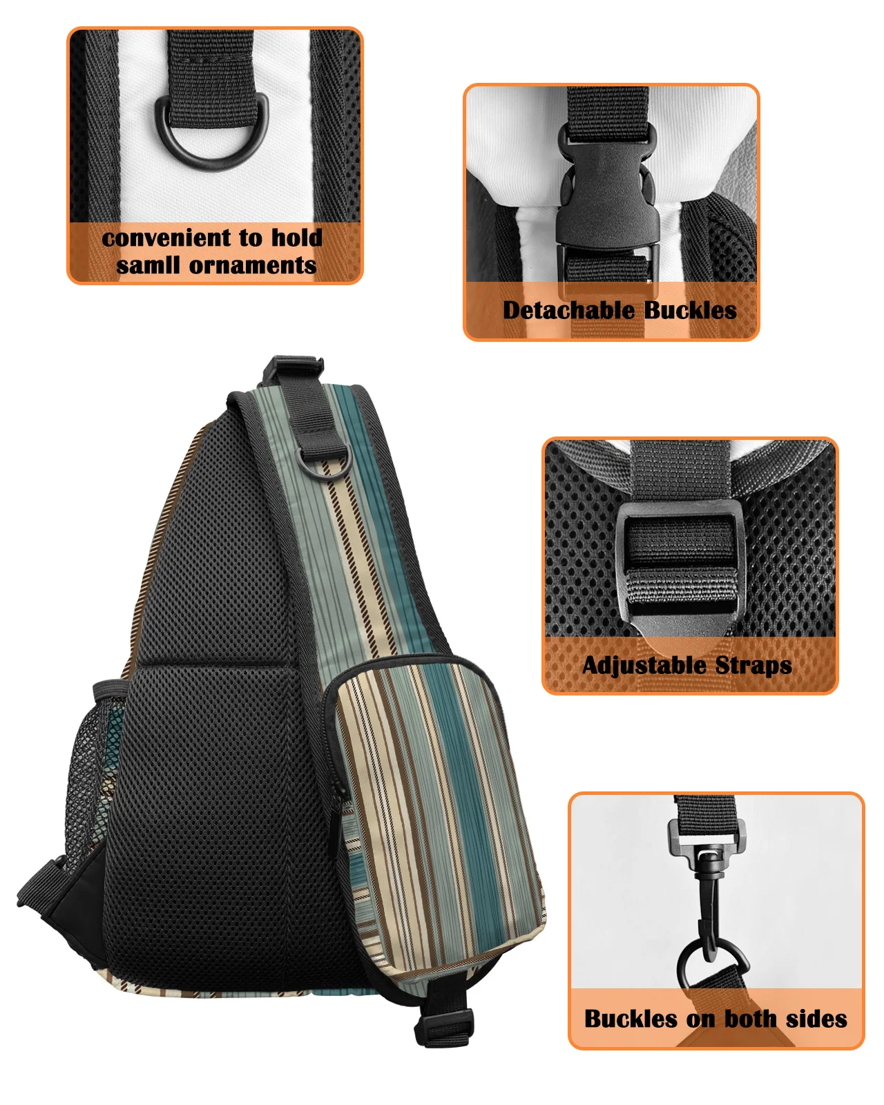 Chest Striped Bags Bohemia For Women Men Waterproof Messenger Bags Female Travel Sport Adjustable One ddmysmile Shoulder Crossbody Bag Smile