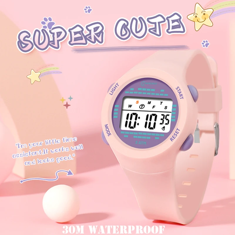 new Children's Electronic Watch Girl 2025 Pink Cute Middle School Boys Watch 30M Waterproof Kids Multi functional Digital SmartWatch Gift