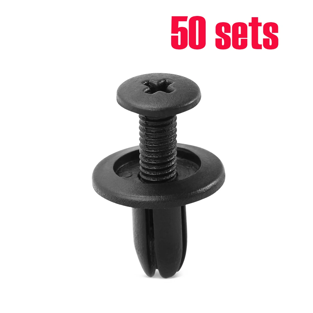50set 6mm Car Fastener Clip Bumper Fender Liner Rivet for Automobiles, Parts Accessories Honda Civic 8Th Gen Vw Up