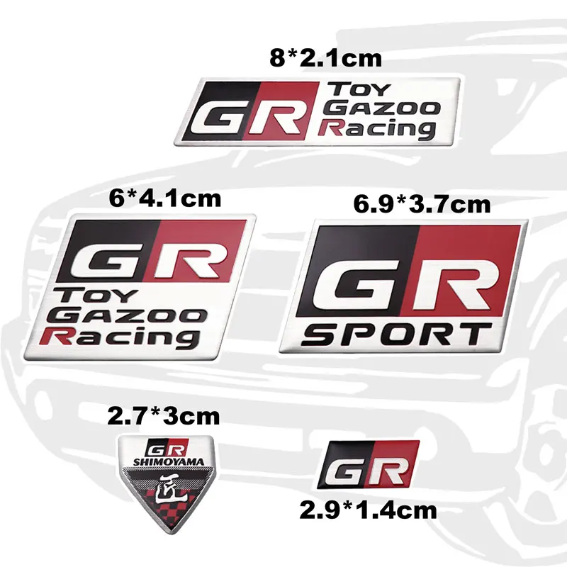 Emblem Racing GR Gazoo Car Interior/Exterior Sports Aluminium Sticker For Toyota Rav4 Prius Corolla Vios Camry RZ RC 86 ddmysmile Yaris Smile