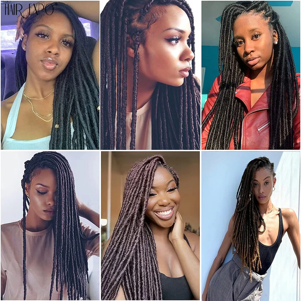 18Inch Synthetic Faux Locs Crochet Braids Hair Nature Soft Dreadlocks Hair Extensions Ombre Straight Gypsy Locs Braiding Hair