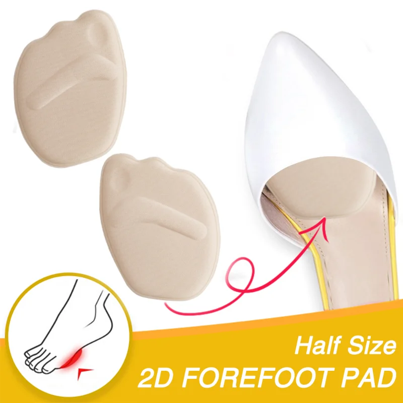 Heels High Forefoot Pad Half Insoles 2/4pcs Women's Memory Foam Anti-slip Back Sticker Pain Relief Protector Shoe Pads Cushion smile