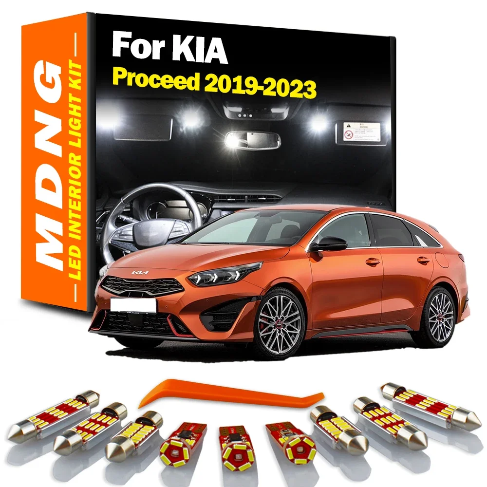 MDNG 12Pcs Canbus Interior LED Bulb Map Reading License new Plate Light Kit For KIA Proceed 2025 2019 2020 2021 2022 2023 Car Accessories