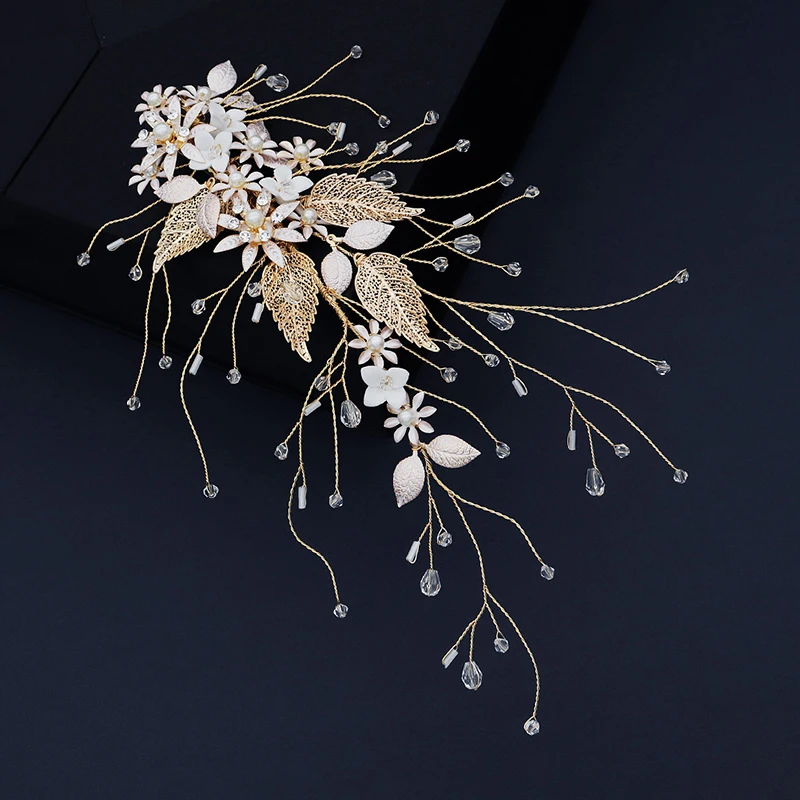 Wedding Hair Accessories Bridal Crystal Rhinestone Flower Hair Clips for Women Hairpin Pearl Barrette Bride Headpiece Jewelry smile