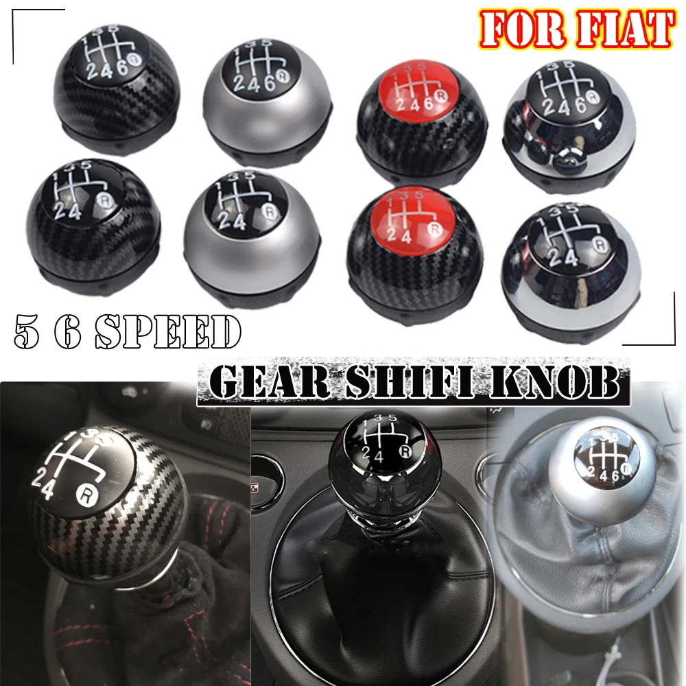 Speed Speed 5 6 Manual MT Chrome Car Gear Shift Knob For Fiat 500 2012 2013 2014 2015 2016 2017 2018 55344048 smile