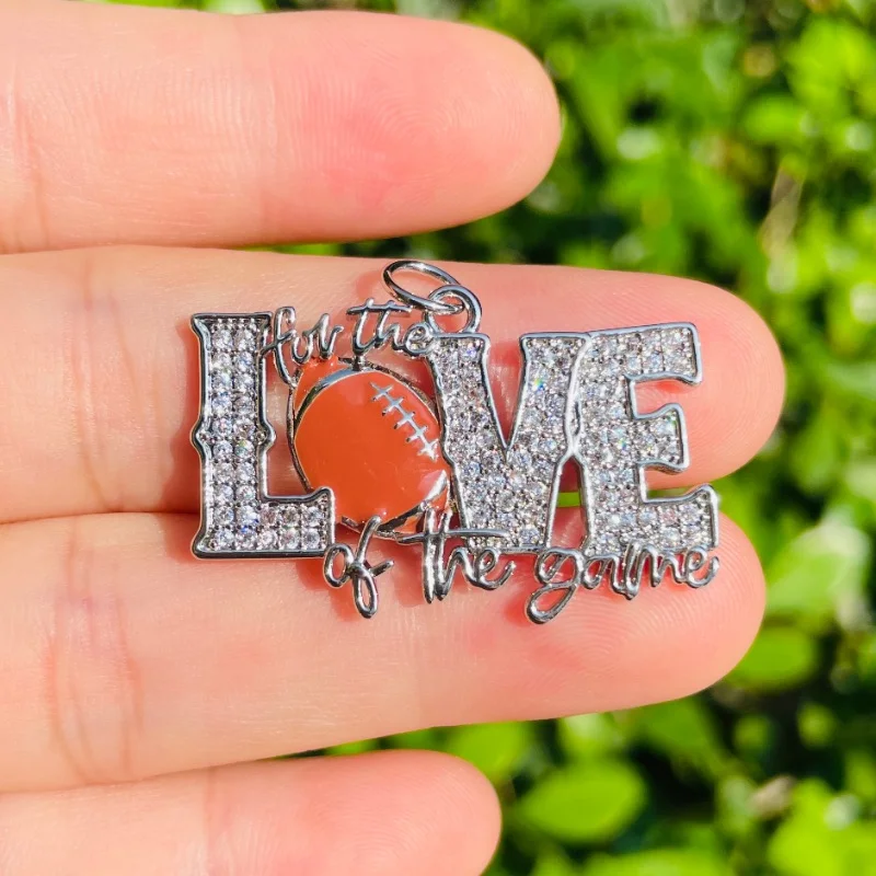 5pcs American Football FOR THE LOVE OF THE GAME Word Charms Pendants for Women Bracelet Necklace Making Girl Jewelry Accessories