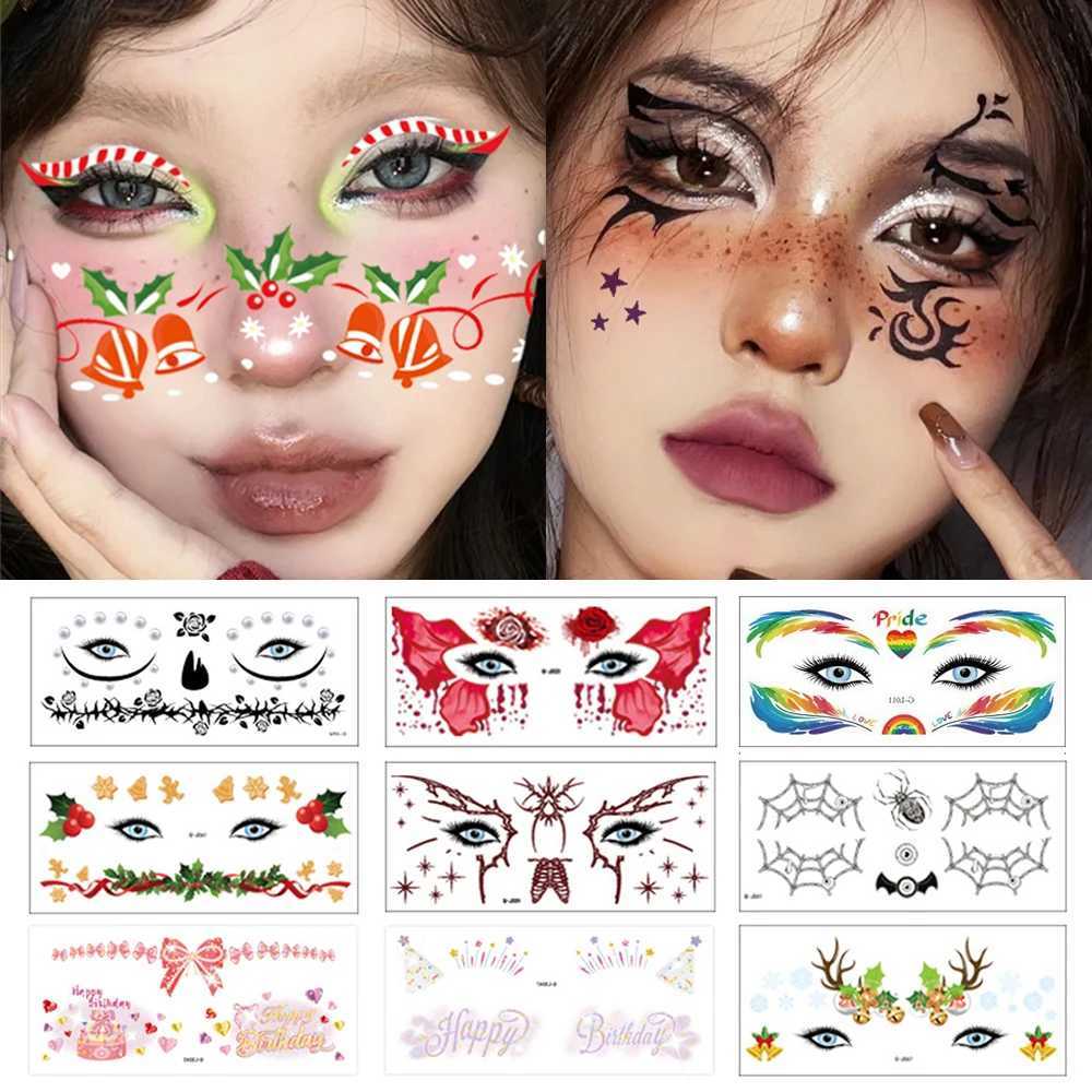 10 temporary tattoo stickers suitable for women children tattooed children Halloween makeup facial and body tattoos temporary waterproofing W241109
