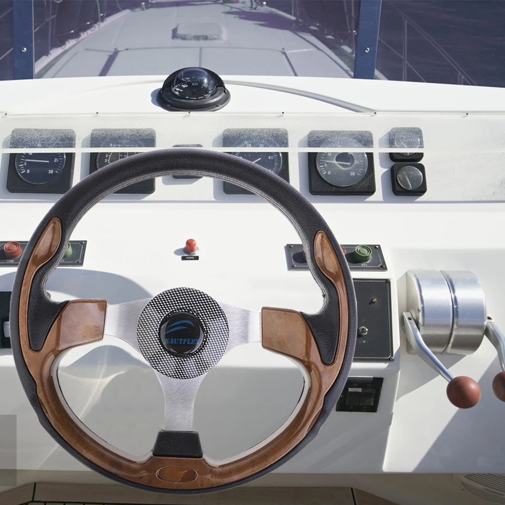 Marine Boat Non-directional 3 Spoke steering wheel 12.6' 320mm Steering Wheel Fits 3/4' Tapered Key Adapter Boat Accessories