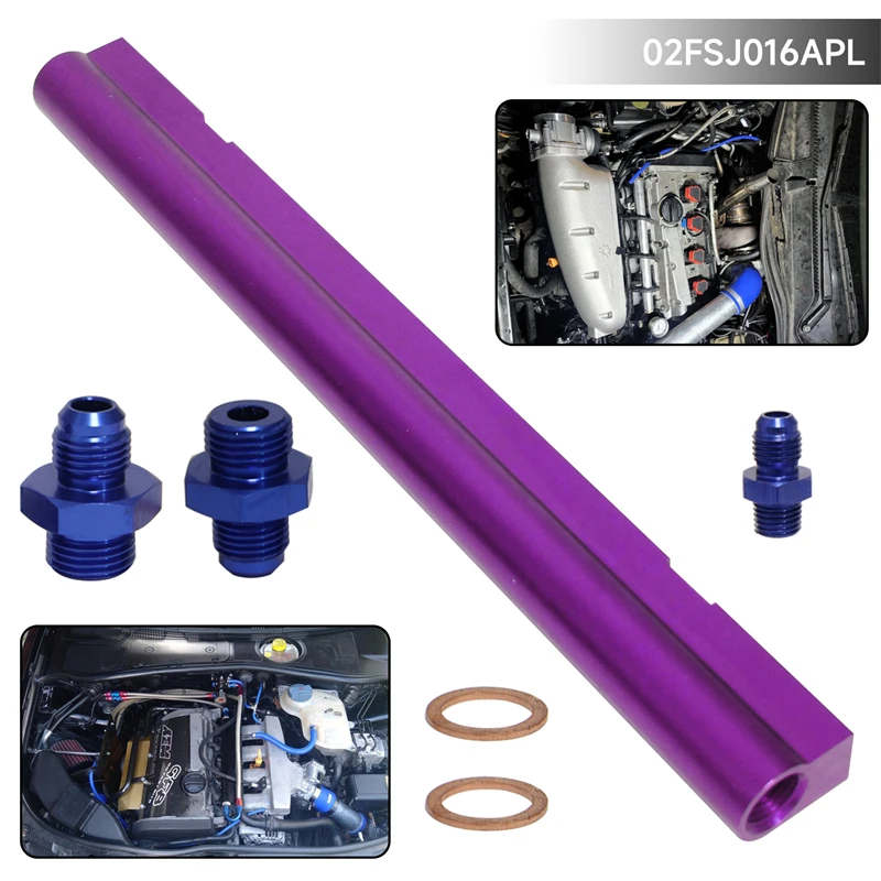 Aluminum High Flow Injector Fuel Rail kit Fits For Audi VW Golf GTI Jetta GLI Passat Turbo 20V VAG A3 S3 1.8L Purple/Blue