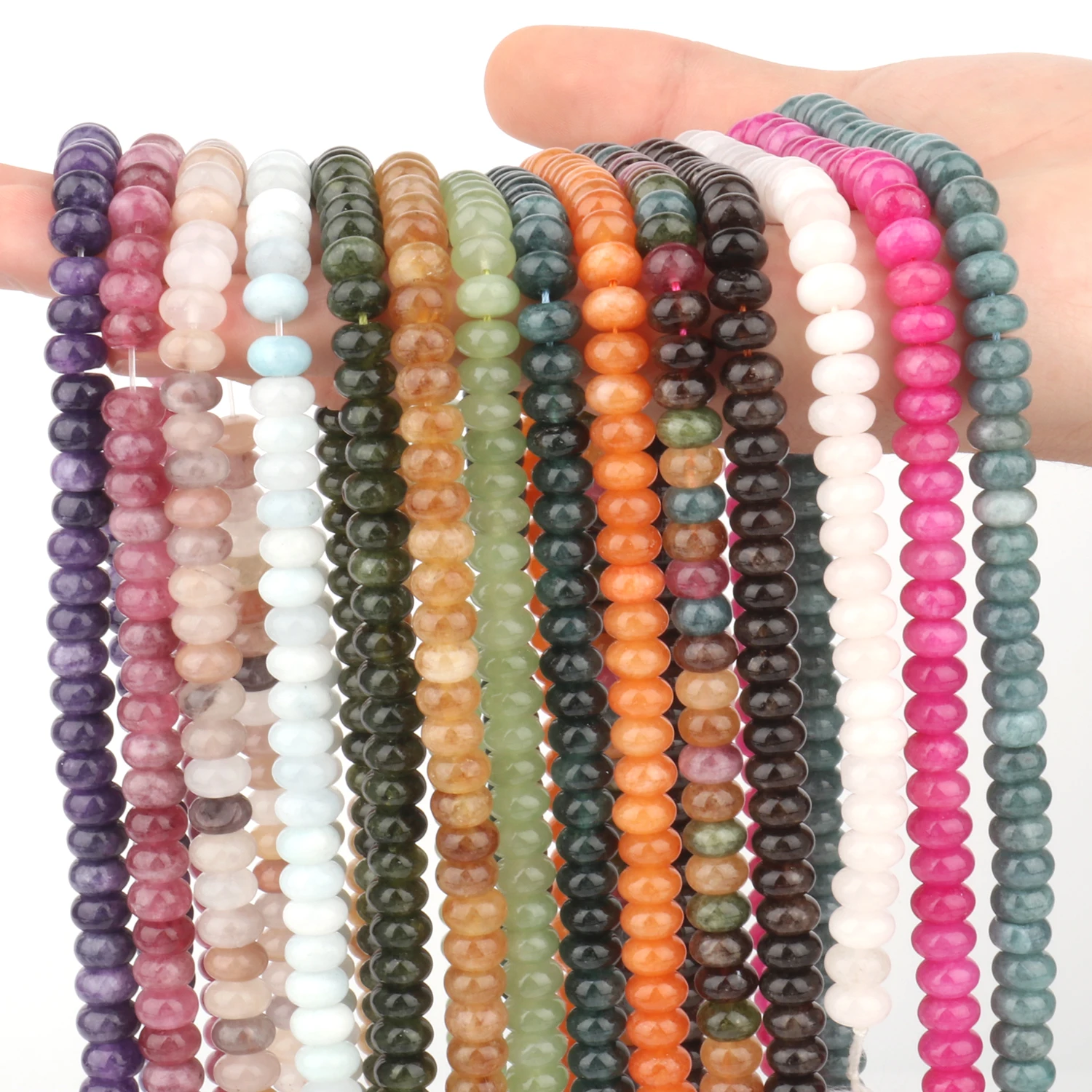 8x5mm Natural Stone Smooth Aventurine Tourmaline Jades Abacus Beads Loose Spacer Beads For Jewelry Making DIY Necklace Earring