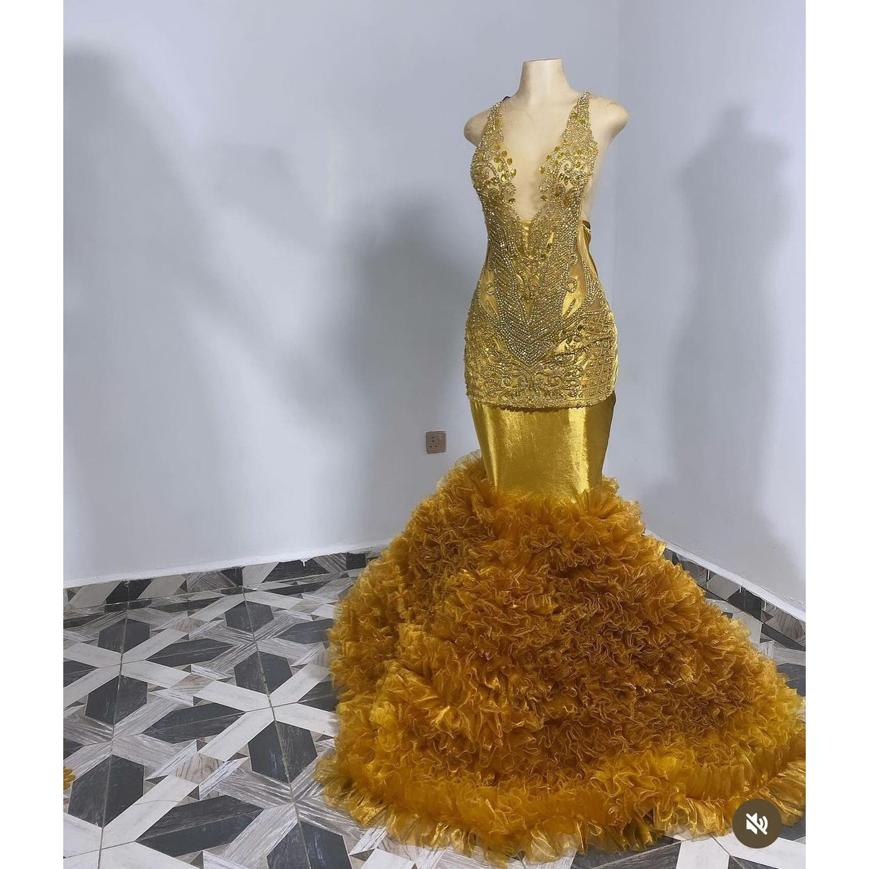 Gold Mermaid Prom Dress 2024 Sparkly Beads Crystal Formal Evening Dresses Graduation Party Gowns Vestidos De Noche 0521