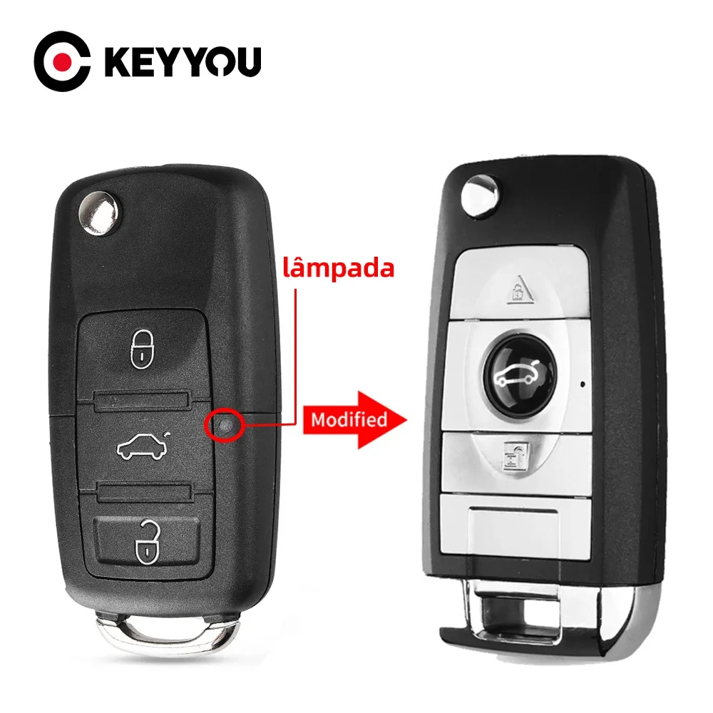 Car KEYYOU Flip Remote Key Shell 4 Types For VW Golf Passat Polo Jetta ddmysmile Touran Beetle Bora Sharan 3 B Uncut Blade Smile