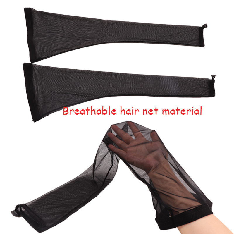 70cm Mesh Sleeve For Hair Weave Fabric Hair Net With Elastic Band For Bun Black Wig Cap For Topknot Hair Accessory For Long Hair