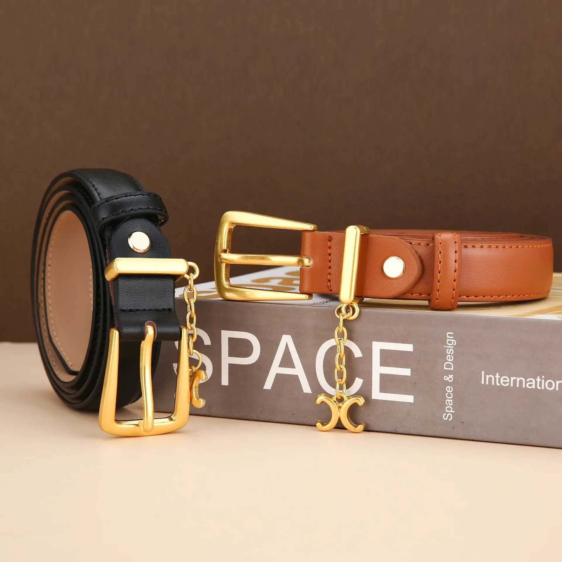 Authentic leather Wen belt fashionable item classic minimalist belt mesh red matching dress casual belt X241109