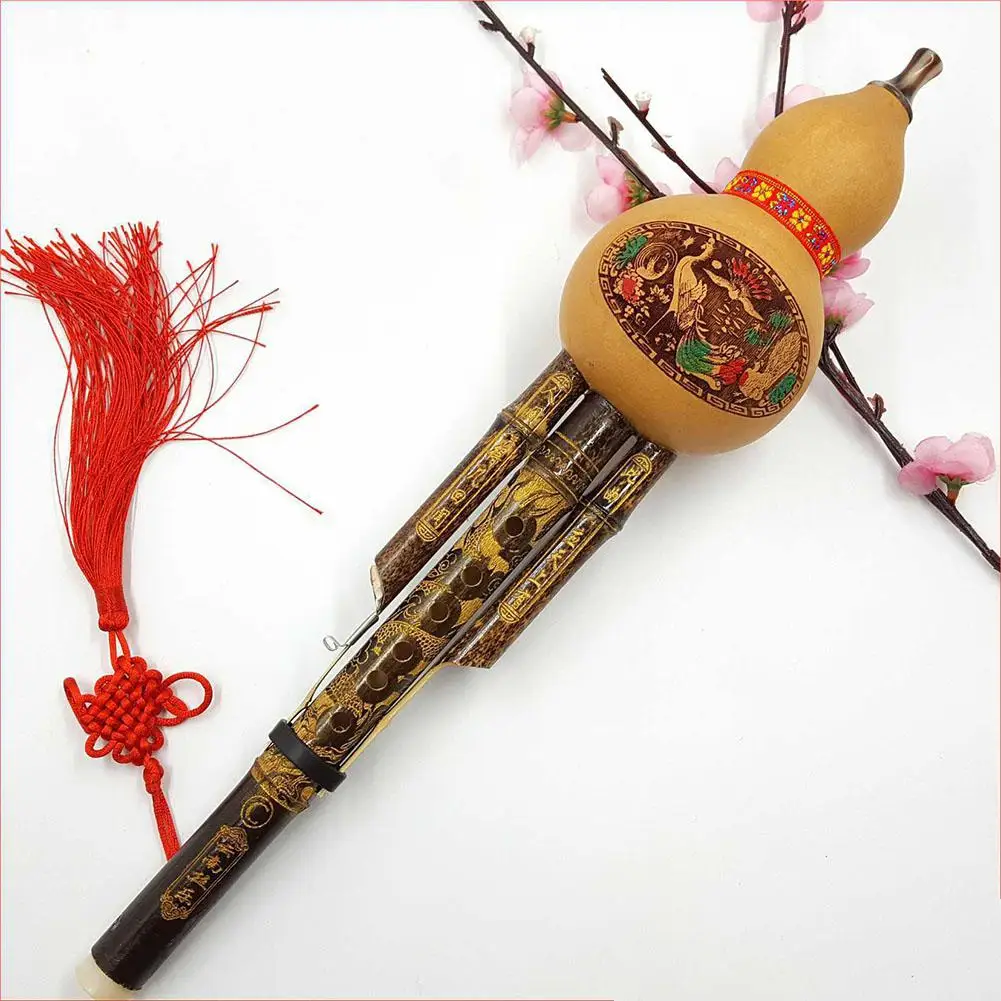 Chinese Handmade Hulusi Muspor Gourd Cucurbit Flute Ethnic Musical Instrument C Key Bb Tone for Beginner Music Lovers Gift smile