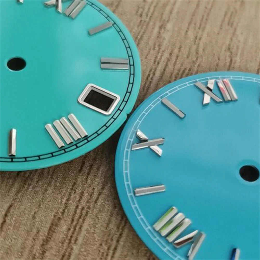 For NH35 Dial Enamel Material Watch Faces 28.5mm Roman Scale Dial Watch Accessories for NH35/NH36/4R/7S Movement Parts