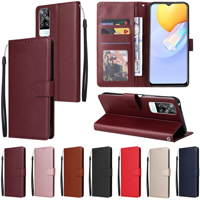 Flip Wallet Frosted Magnetic Leather Case For VIVO S12 V23 Y95 Y91c Y76s Y53 Y50 Y33s Y21s Y20s Y20i Y17 Y15a Y12s Y11 Y10 Y3 smile