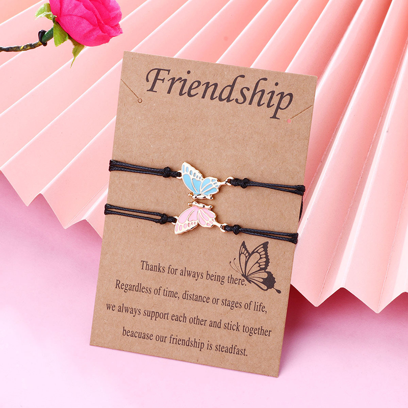 Friend Butterfly Best Friendship Bracelet for 2 Girls Gold Sier Color BFF Matching Butterfly Wings Long Distance Bracelet Gift smile