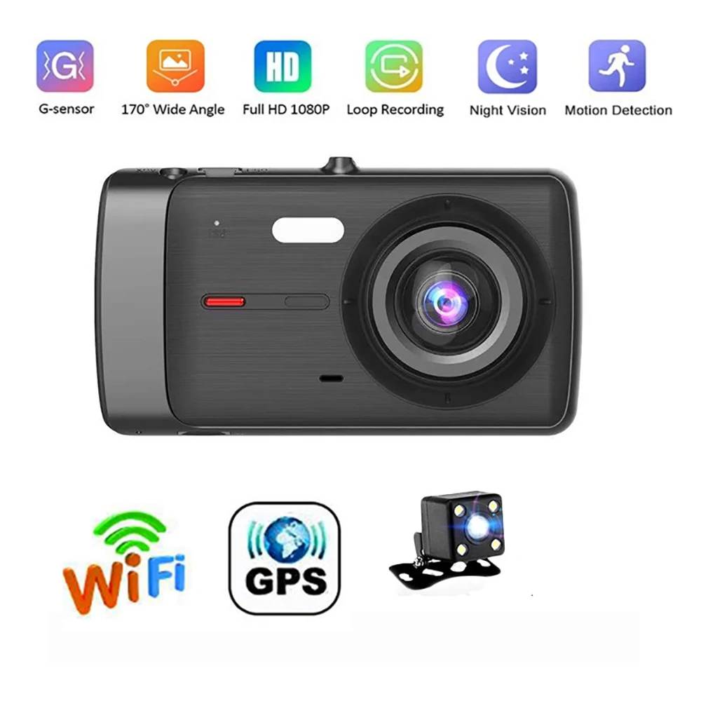 4.0 Full Cam Dash HD ddmysmile 1080P Car DVR Rear View Vehicle Camera Video Recorder Black Box Auto Dashcam Car Accessories Multi-Language Smile